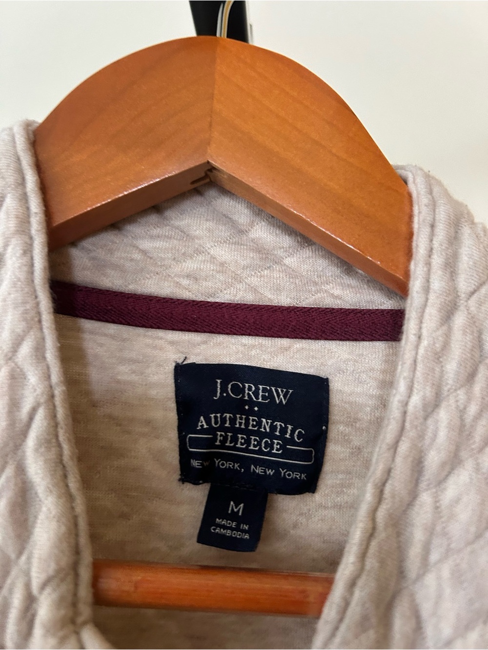 J. Crew Men's Quilted Quarter Zip Sweatshirt Authentic Fleece Pullover Medium - Picture 3 of 6